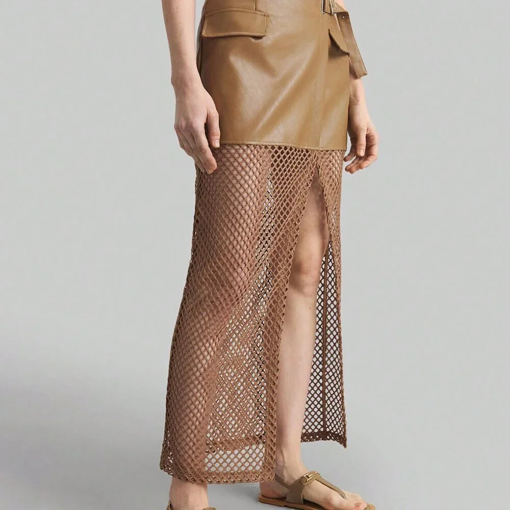 Khaki Bohemian Women's Patchwork Skirt